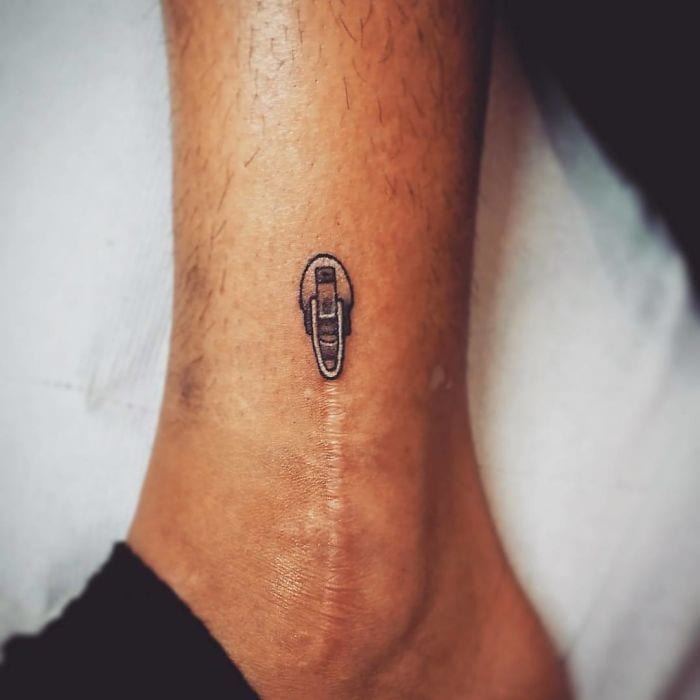 At least this person has a sense of humor about their scar. It looks almost perfect as it is zipping up what looks like a scar from surgery on their ankle. The hardest part about many individuals with scars is that they have a hard time accepting them, but it looks like this person has.